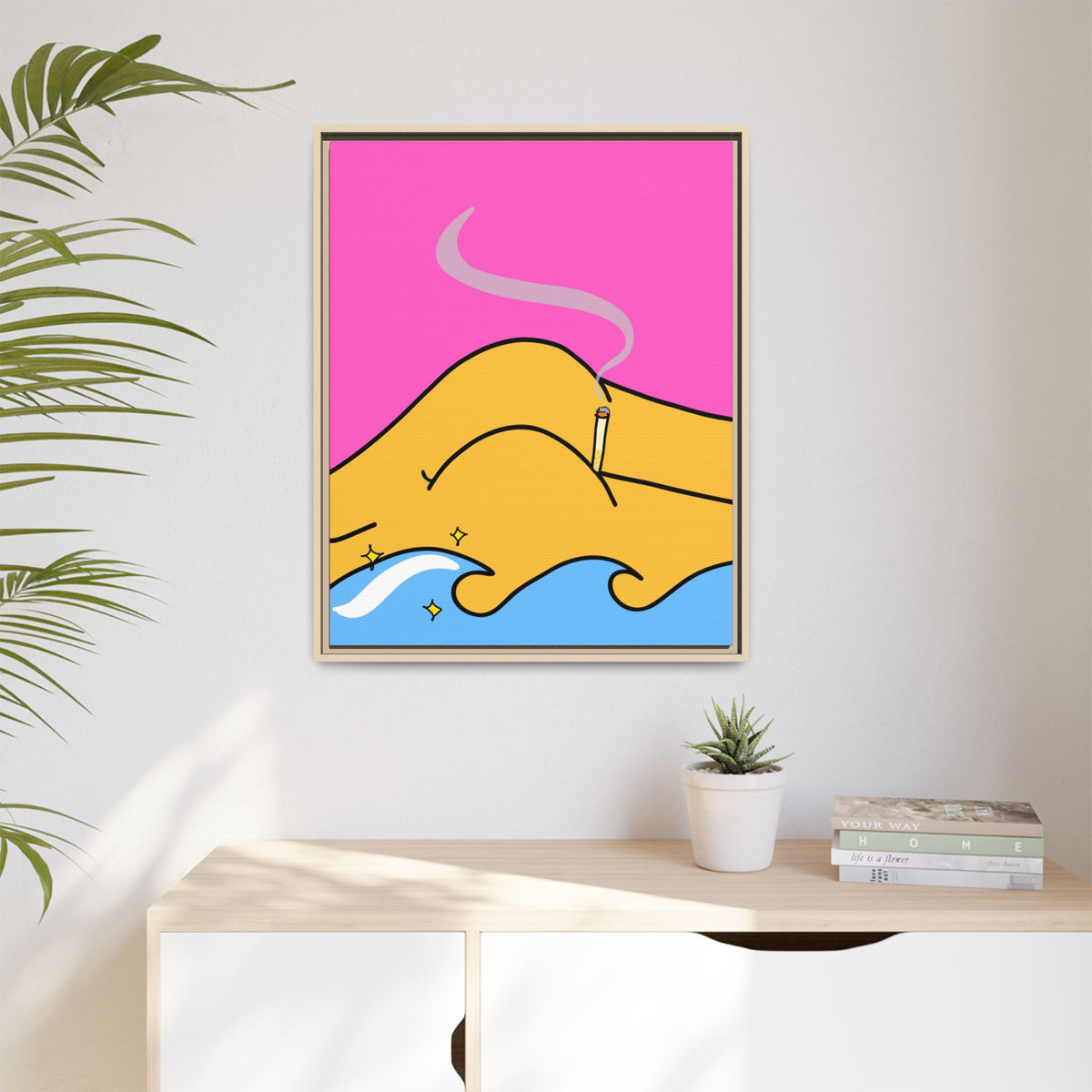 Bum a Cig Canvas, Framed (Multi-color)